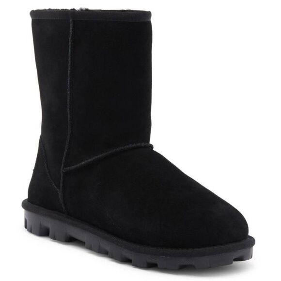 UGG Essential Booties Size 11 Black Shearling Uggplush Wool Foam Footbed - Picture 1 of 8